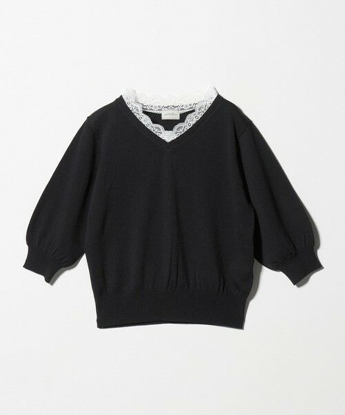 green label relaxing / グリーンレーベル リラクシング ニット・セーター | レース Vネック プルオーバー ニット | 詳細5