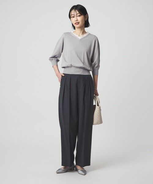 green label relaxing / グリーンレーベル リラクシング ニット・セーター | レース Vネック プルオーバー ニット | 詳細8