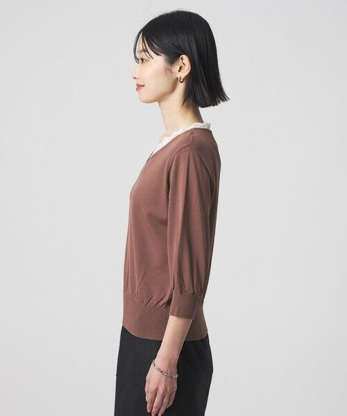 green label relaxing / グリーンレーベル リラクシング ニット・セーター | レース Vネック プルオーバー ニット | 詳細15