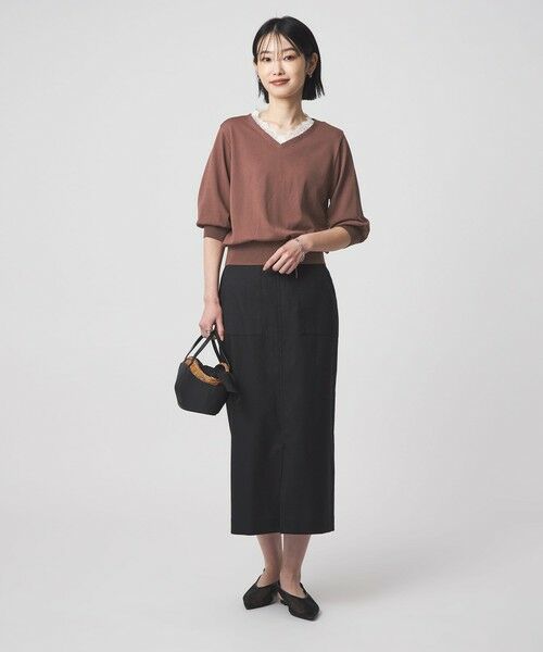 green label relaxing / グリーンレーベル リラクシング ニット・セーター | レース Vネック プルオーバー ニット | 詳細11