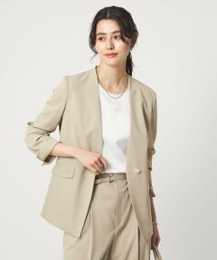 green label relaxing / グリーンレーベル リラクシング ノーカラージャケット | ［size SHORTあり］サラフール ノーラペル ジャケット ストレッチ 接触冷感 UVカット