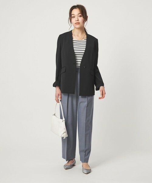 green label relaxing / グリーンレーベル リラクシング ノーカラージャケット | ［size SHORTあり］サラフール ノーラペル ジャケット ストレッチ 接触冷感 UVカット | 詳細2