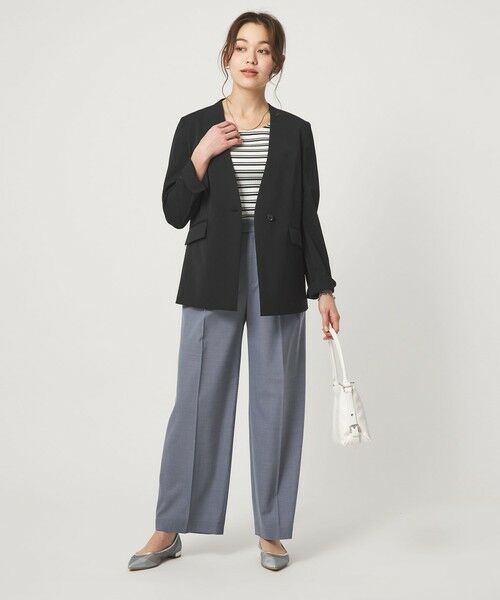 green label relaxing / グリーンレーベル リラクシング ノーカラージャケット | ［size SHORTあり］サラフール ノーラペル ジャケット ストレッチ 接触冷感 UVカット | 詳細3