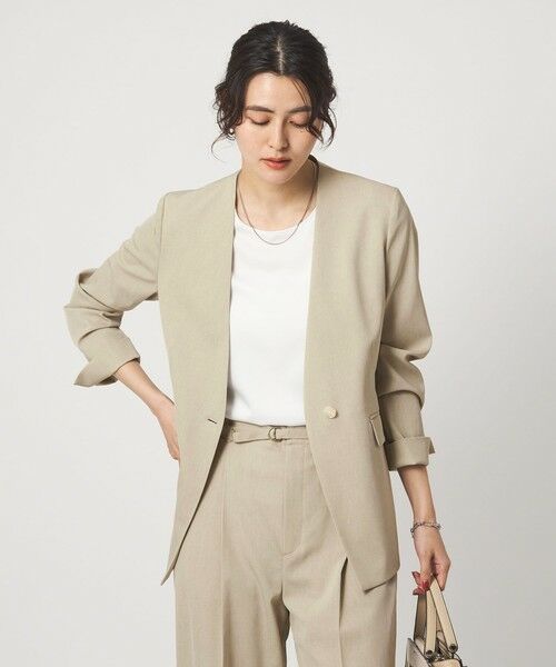 green label relaxing / グリーンレーベル リラクシング ノーカラージャケット | ［size SHORTあり］サラフール ノーラペル ジャケット ストレッチ 接触冷感 UVカット | 詳細6