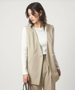 green label relaxing / グリーンレーベル リラクシング ノーカラージャケット | ［size SHORTあり］サラフール ノーラペル ジレ ストレッチ UVカット