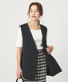 green label relaxing / グリーンレーベル リラクシング ノーカラージャケット | ［size SHORTあり］サラフール ノーラペル ジレ ストレッチ UVカット