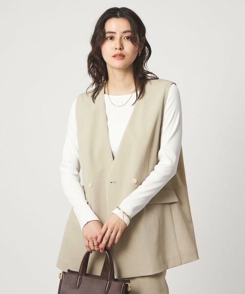 green label relaxing / グリーンレーベル リラクシング ノーカラージャケット | ［size SHORTあり］サラフール ノーラペル ジレ ストレッチ UVカット | 詳細3