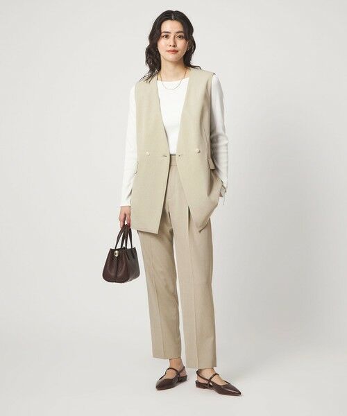 green label relaxing / グリーンレーベル リラクシング ノーカラージャケット | ［size SHORTあり］サラフール ノーラペル ジレ ストレッチ UVカット | 詳細4