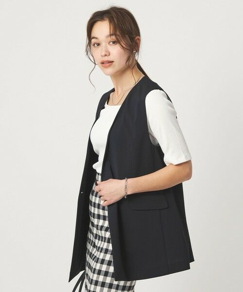 green label relaxing / グリーンレーベル リラクシング ノーカラージャケット | ［size SHORTあり］サラフール ノーラペル ジレ ストレッチ UVカット | 詳細9