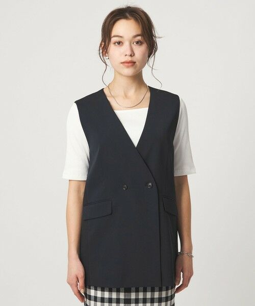 green label relaxing / グリーンレーベル リラクシング ノーカラージャケット | ［size SHORTあり］サラフール ノーラペル ジレ ストレッチ UVカット | 詳細14