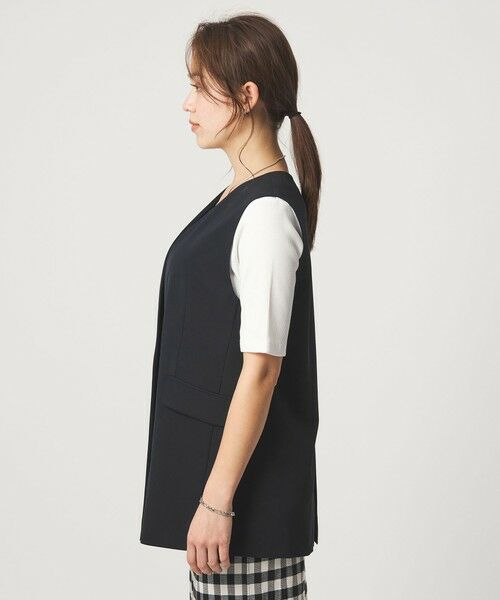 green label relaxing / グリーンレーベル リラクシング ノーカラージャケット | ［size SHORTあり］サラフール ノーラペル ジレ ストレッチ UVカット | 詳細15