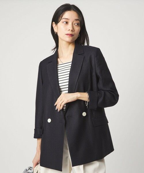 green label relaxing / グリーンレーベル リラクシング テーラードジャケット | ［size SHORTあり］リネンライク 2B ジャケット（NAVY）