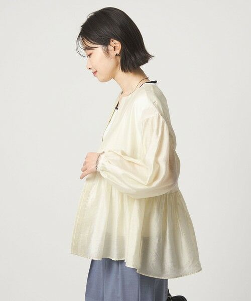 green label relaxing / グリーンレーベル リラクシング ノーカラージャケット | ［size SHORTあり］fleurie(フルリー) シアー ノーカラー ジャケット 接触冷感 | 詳細3