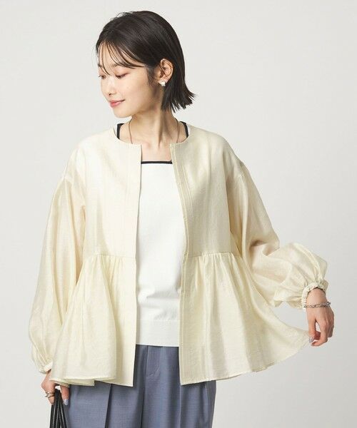 green label relaxing / グリーンレーベル リラクシング ノーカラージャケット | ［size SHORTあり］fleurie(フルリー) シアー ノーカラー ジャケット 接触冷感 | 詳細4