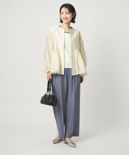 green label relaxing / グリーンレーベル リラクシング ノーカラージャケット | ［size SHORTあり］fleurie(フルリー) シアー ノーカラー ジャケット 接触冷感 | 詳細6