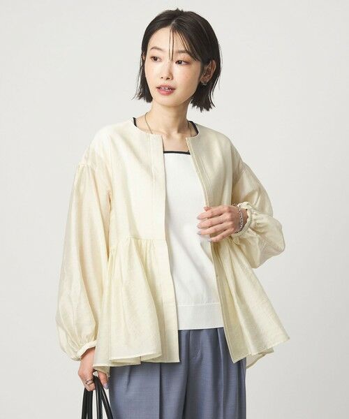 green label relaxing / グリーンレーベル リラクシング ノーカラージャケット | ［size SHORTあり］fleurie(フルリー) シアー ノーカラー ジャケット 接触冷感 | 詳細1