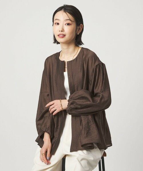 green label relaxing / グリーンレーベル リラクシング ノーカラージャケット | ［size SHORTあり］fleurie(フルリー) シアー ノーカラー ジャケット 接触冷感 | 詳細9