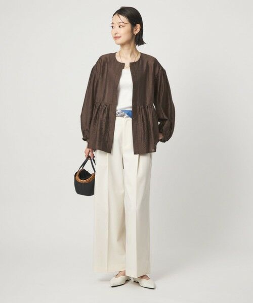 green label relaxing / グリーンレーベル リラクシング ノーカラージャケット | ［size SHORTあり］fleurie(フルリー) シアー ノーカラー ジャケット 接触冷感 | 詳細16