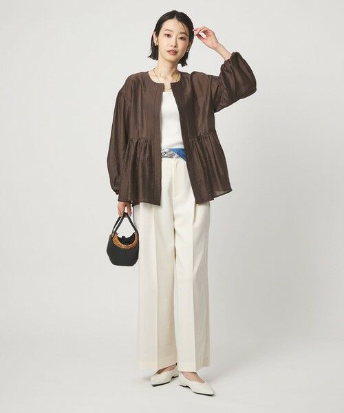 green label relaxing / グリーンレーベル リラクシング ノーカラージャケット | ［size SHORTあり］fleurie(フルリー) シアー ノーカラー ジャケット 接触冷感 | 詳細17