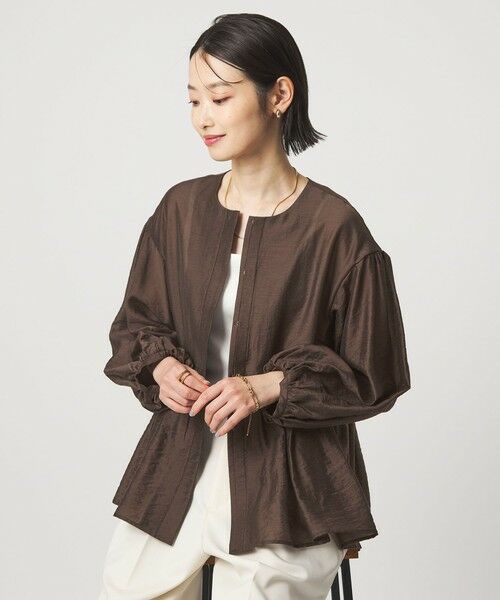 green label relaxing / グリーンレーベル リラクシング ノーカラージャケット | ［size SHORTあり］fleurie(フルリー) シアー ノーカラー ジャケット 接触冷感 | 詳細5