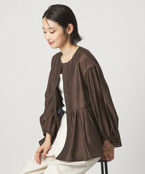 green label relaxing / グリーンレーベル リラクシング ノーカラージャケット | ［size SHORTあり］fleurie(フルリー) シアー ノーカラー ジャケット 接触冷感 | 詳細7