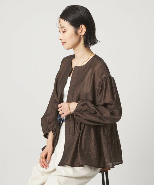 green label relaxing / グリーンレーベル リラクシング ノーカラージャケット | ［size SHORTあり］fleurie(フルリー) シアー ノーカラー ジャケット 接触冷感 | 詳細11