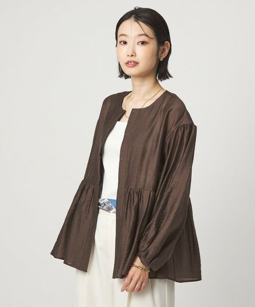 green label relaxing / グリーンレーベル リラクシング ノーカラージャケット | ［size SHORTあり］fleurie(フルリー) シアー ノーカラー ジャケット 接触冷感 | 詳細13