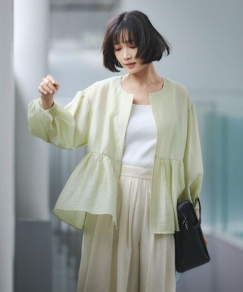green label relaxing / グリーンレーベル リラクシング ノーカラージャケット | ［size SHORTあり］fleurie(フルリー) シアー ノーカラー ジャケット 接触冷感 | 詳細11