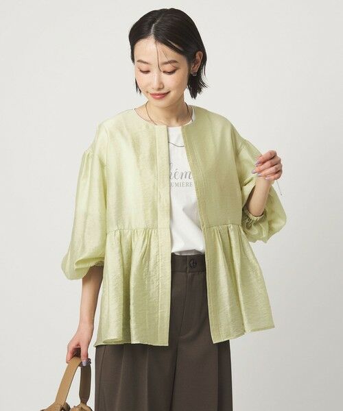 green label relaxing / グリーンレーベル リラクシング ノーカラージャケット | ［size SHORTあり］fleurie(フルリー) シアー ノーカラー ジャケット 接触冷感 | 詳細18