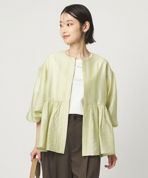 green label relaxing / グリーンレーベル リラクシング ノーカラージャケット | ［size SHORTあり］fleurie(フルリー) シアー ノーカラー ジャケット 接触冷感 | 詳細19