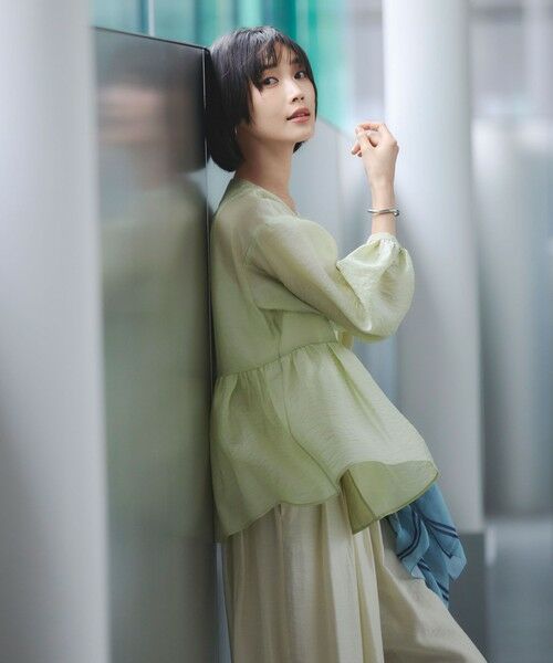 green label relaxing / グリーンレーベル リラクシング ノーカラージャケット | ［size SHORTあり］fleurie(フルリー) シアー ノーカラー ジャケット 接触冷感 | 詳細12