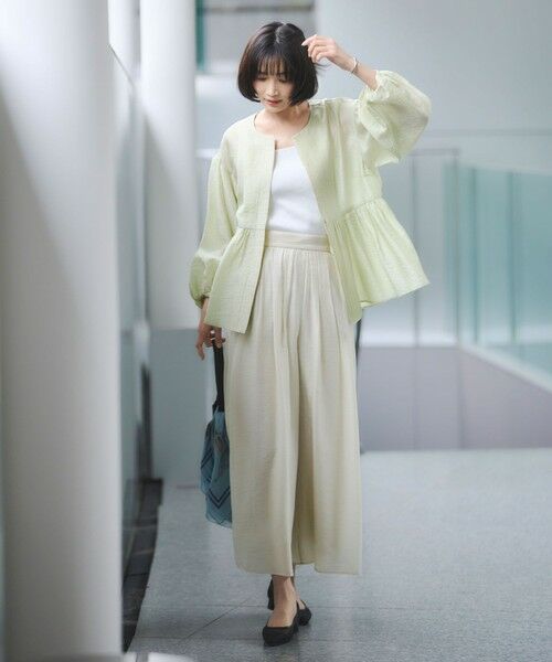 green label relaxing / グリーンレーベル リラクシング ノーカラージャケット | ［size SHORTあり］fleurie(フルリー) シアー ノーカラー ジャケット 接触冷感 | 詳細14