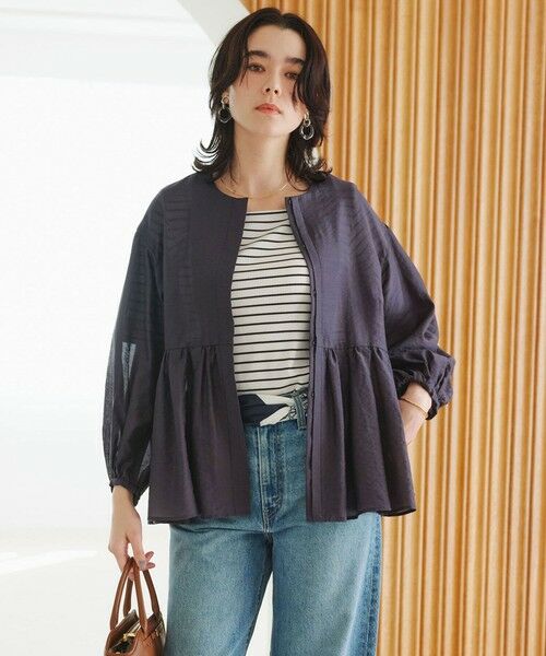 green label relaxing / グリーンレーベル リラクシング ノーカラージャケット | ［size SHORTあり］fleurie(フルリー) シアー ノーカラー ジャケット 接触冷感 | 詳細20