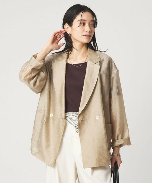 green label relaxing / グリーンレーベル リラクシング テーラードジャケット | ［size SHORTあり］VeryLight  ベリーライト シアー ストライプ ジャケット（BEIGE）