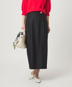 green label relaxing / グリーンレーベル リラクシング ロング・マキシ丈スカート | ［size SHORTあり］リネンライク スリット タイト スカート