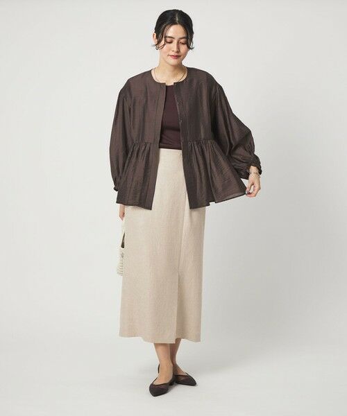 green label relaxing / グリーンレーベル リラクシング ロング・マキシ丈スカート | ［size SHORTあり］リネンライク スリット タイト スカート | 詳細5