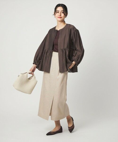 green label relaxing / グリーンレーベル リラクシング ロング・マキシ丈スカート | ［size SHORTあり］リネンライク スリット タイト スカート | 詳細6