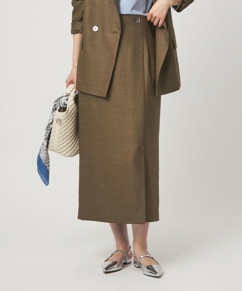 green label relaxing / グリーンレーベル リラクシング ロング・マキシ丈スカート | ［size SHORTあり］リネンライク スリット タイト スカート | 詳細15