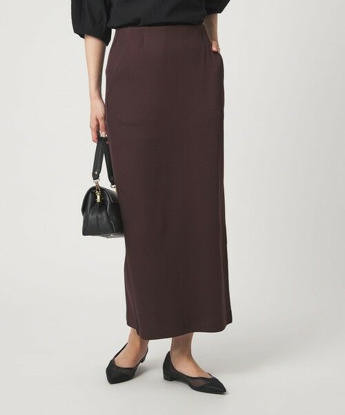 green label relaxing / グリーンレーベル リラクシング ロング・マキシ丈スカート | ブライトリブ タイト スカート（DK.BROWN）