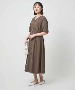 green label relaxing / グリーンレーベル リラクシング ロング・マキシ丈ワンピース | Vカラー フレア ボタン ワンピース