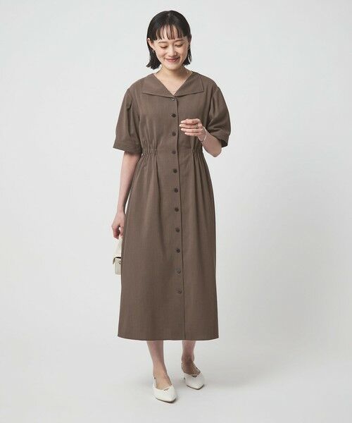 green label relaxing / グリーンレーベル リラクシング ロング・マキシ丈ワンピース | Vカラー フレア ボタン ワンピース | 詳細1