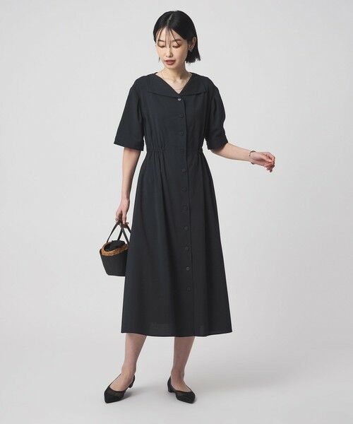 green label relaxing / グリーンレーベル リラクシング ロング・マキシ丈ワンピース | Vカラー フレア ボタン ワンピース | 詳細7