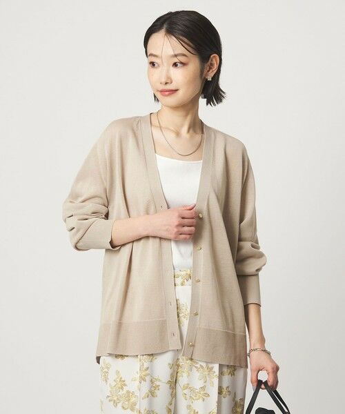 green label relaxing / グリーンレーベル リラクシング カーディガン・ボレロ | シャーリー Vネック ニット カーディガン ウォッシャブル（BEIGE）