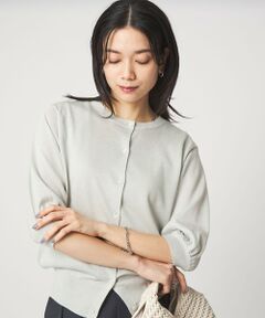 green label relaxing / グリーンレーベル リラクシング カーディガン・ボレロ | ラメ フォルム ハーフスリーブ ニット カーディガン ウォッシャブル