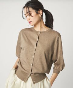 green label relaxing / グリーンレーベル リラクシング カーディガン・ボレロ | ラメ フォルム ハーフスリーブ ニット カーディガン ウォッシャブル