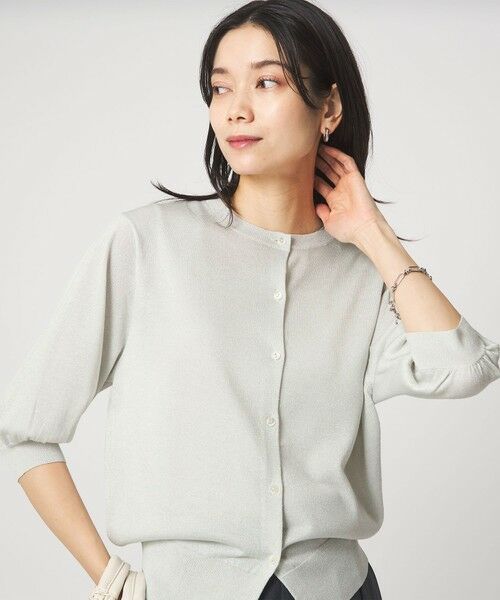 green label relaxing / グリーンレーベル リラクシング カーディガン・ボレロ | ラメ フォルム ハーフスリーブ ニット カーディガン ウォッシャブル | 詳細1