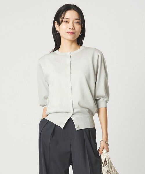 green label relaxing / グリーンレーベル リラクシング カーディガン・ボレロ | ラメ フォルム ハーフスリーブ ニット カーディガン ウォッシャブル | 詳細2