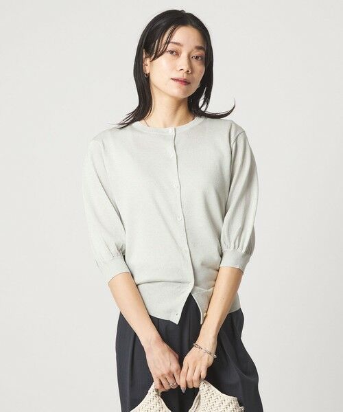 green label relaxing / グリーンレーベル リラクシング カーディガン・ボレロ | ラメ フォルム ハーフスリーブ ニット カーディガン ウォッシャブル | 詳細3