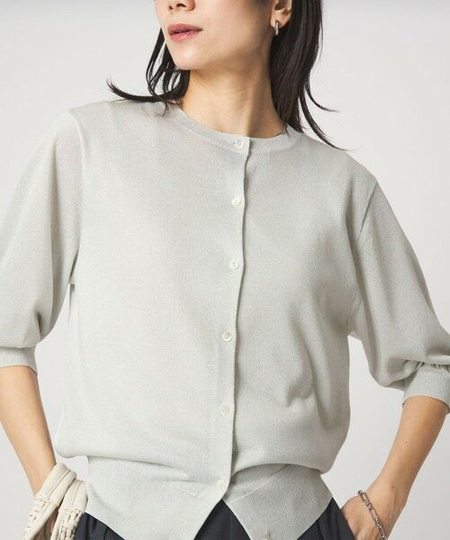 green label relaxing / グリーンレーベル リラクシング カーディガン・ボレロ | ラメ フォルム ハーフスリーブ ニット カーディガン ウォッシャブル | 詳細4