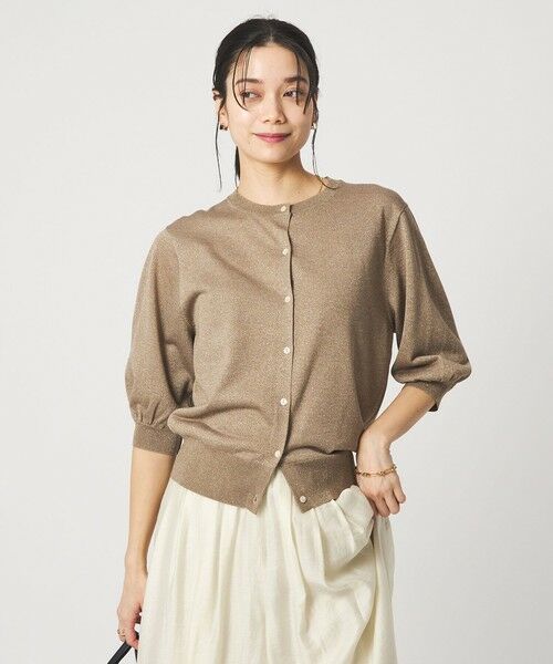 green label relaxing / グリーンレーベル リラクシング カーディガン・ボレロ | ラメ フォルム ハーフスリーブ ニット カーディガン ウォッシャブル | 詳細21